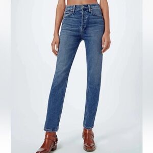 🌟RE/DONE🌟 90S HIGH RISE ANKLE CROP STRETCH JEANS BLUE WASH SZ 28